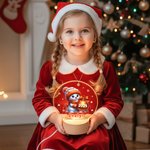 Personalized Cute Snowman Snowflake Acrylic LED Night Light with Name Year and Wooden Base Christmas Gift for Kids