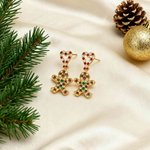 Personalised Gingerbread Man Birthstones Stud Earrings Christmas Birthday Anniversary Gift for Woman