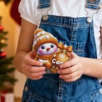 Gepersonaliseerd Multikleur Schattig Sneeuwpop Platte Kerstdecoratie met Kerstbalmotief Naam Kerst Cadeau voor Familie en Vrienden