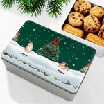 Gepersonaliseerde Schattige 1-6 Cartoon Dieren Sneeuwvlok Voedselveilig Metalen Koekjesblik met Naam Kerstcadeau voor Familie en Kinderen