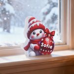 Adorno navideño personalizado plano muñeco de nieve multicolor con nombre y bola de Navidad regalo para familia y amigos