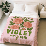 Personalised Multicolour Birth Flower Throw Blanket with Name Christmas Birthday Gift for Sisters Bridesmaids