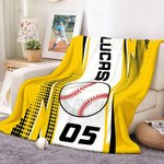 Personalised Sportball Soft Throw Blanket with Name and Number Home Bedroom Decor Birthday Gift for Sport Lovers