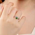 Personalised Feather Birthstone Ring with Text Dainty Jewellery Daily Wear Birthday Anniversary Gift for Girl Girlfriend Woman