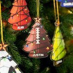 Personalised Colourful Lights Christmas Tree Ball Sports Ornament with Name and Number Home Tree Decor Christmas Gift for Friends Sports Lovers
