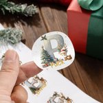 Gepersonaliseerde Gouden Rendier Kerstboom Waterdichte Stickers met Initiaal en Naam Cadeauversiering en Kerstfeestjes voor Familie en Kinderen