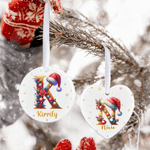 Personalized Santa Hat Initial Ceramic Christmas Ornament with Name Home Decor Christmas Gift for Family Friends