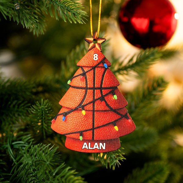 Personalised Colourful Lights Christmas Tree Ball Sports Ornament with Name and Number Home Tree Decor Christmas Gift for Friends Sports Lovers