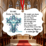 Personalised Cross Floral Irregular Ceramic Ornament with Name Devout Faith Birthday Christmas Baptism Gift for Sister Christian