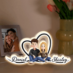 Personalized 3D Style Cartoon Character Acrylic LED Night Light with Name Home Decor Valentine's Day Gift for Couple
