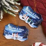 Ornamento personalizzato in ceramica di forma irregolare con 2-9 nomi per fratello e sorella, per sempre legati insieme, regalo di Natale in memoria della famiglia