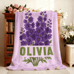 Personalised Multicolour Birth Flower Throw Blanket with Name Christmas Birthday Gift for Sisters Bridesmaids