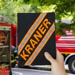 Personalized Firefighter Turnout Bunker Reflective Strip Notebook Cover with Embroidered Name Birthday Appreciation Gift for Firefighter Rescuer