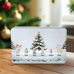 Gepersonaliseerde Schattige 1-6 Cartoon Dieren Sneeuwvlok Voedselveilig Metalen Koekjesblik met Naam Kerstcadeau voor Familie en Kinderen