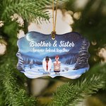 Ornamento personalizzato in ceramica di forma irregolare con 2-9 nomi per fratello e sorella, per sempre legati insieme, regalo di Natale in memoria della famiglia