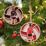 Personalised Volleyball Cartoon Athlete Wooden Ornament with Name and Number Sports Spirit Team Birthday Gift for Volleyball Players Lovers