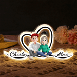 Personalized 3D Style Cartoon Character Acrylic LED Night Light with Name Home Decor Valentine's Day Gift for Couple