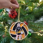 Personalised Volleyball Cartoon Athlete Wooden Ornament with Name and Number Sports Spirit Team Birthday Gift for Volleyball Players Lovers