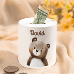 Personalised Cute Flower Crown Animal Ceramic Money Box Piggy Bank with Name Home Decor Birthday Gift for Boys Girls