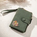 Portefeuille en Cuir Tri-Plié Personnalisé avec Bouquet de Fleur de Naissance Cadeau Anniversaire Fête des Mères pour Femme