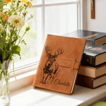 Personalised Duck Deer Name PU Leather A5 Notebook Cover with Storage Pocket Birthday Christmas Gift for Family Friends Christian Believers