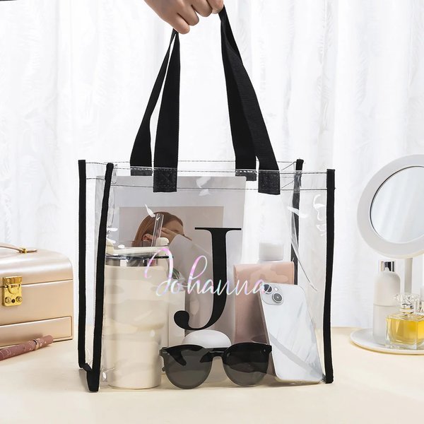 Personlig transparent vattentålig handväska med initialer unisex stor kapacitet för bastu och miljövänlig födelsedags och julklapp till vän