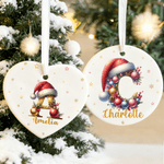 Personalized Santa Hat Initial Ceramic Christmas Ornament with Name Home Decor Christmas Gift for Family Friends