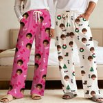 Gepersonaliseerde gezichtsfoto Zachte huidvriendelijke pyjamabroek met naam en koord tailleband Halloween Kerstmis Verjaardagscadeau voor familie vrienden
