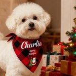 Bandana personnalisé Père Noël Bonhomme de neige avec nom de l'animal et texte Cadeau de Noël pour les propriétaires d'animaux, les amoureux