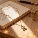 Personalised Gingerbread Man Necklace with Birthstone and Text Christmas Birthday Anniversary Gift for Women