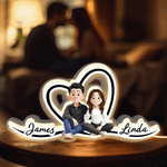 Personalized 3D Style Cartoon Character Acrylic LED Night Light with Name Home Decor Valentine's Day Gift for Couple