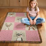 Personalised Cute Wreath Animal Patchwork Multicolor Soft Tassel Blanket with Name Home Decor Birthday Gift for Kids Family