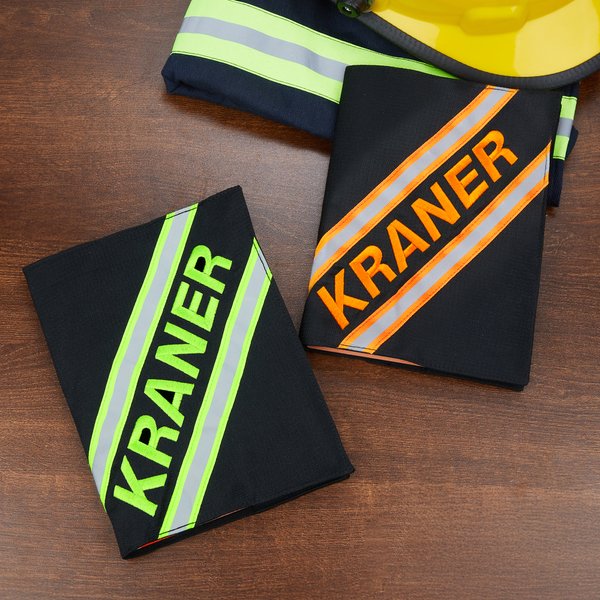 Personalized Firefighter Turnout Bunker Reflective Strip Notebook Cover with Embroidered Name Birthday Appreciation Gift for Firefighter Rescuer