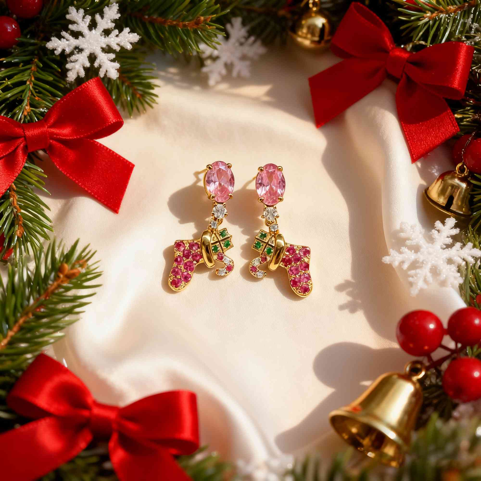 Boucle d'oreille de Noël personnalisée Romantasy Birthstone Cadeau de Noël pour les femmes