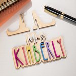 Gepersonaliseerde houten leraar Desktop Sign met kleurrijke achternaam Classroom Desk Decor Teacher Waardering Graduation Gift voor leraar