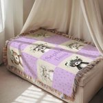 Personalised Cute Wreath Animal Patchwork Multicolor Soft Tassel Blanket with Name Home Decor Birthday Gift for Kids Family