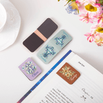 Personalized Multi-Flower Cross PU Leather Magnetic Bookmark Clip with Name Christmas Birthday Gift for Bookworms Reading Lovers