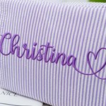 Personlig hjärtformad broderad namnstrimma necessär reseväska bröllopspresent födelsedagspresent brudtärna