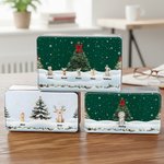 Gepersonaliseerde Schattige 1-6 Cartoon Dieren Sneeuwvlok Voedselveilig Metalen Koekjesblik met Naam Kerstcadeau voor Familie en Kinderen