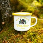 Personalized Out of Breath Hiking Society Raccoon 12 oz Enamel Mug with Name Hiking Outdoor Activity Gift for Nature Lover Adventure