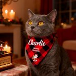 Bandana personnalisé Père Noël Bonhomme de neige avec nom de l'animal et texte Cadeau de Noël pour les propriétaires d'animaux, les amoureux