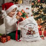 Bolsa de regalo navideña personalizada de lona con diseño de Papá Noel muñeco de nieve y nombre regalo de Navidad para niños y familia