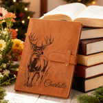 Personalised Duck Deer Name PU Leather A5 Notebook Cover with Storage Pocket Birthday Christmas Gift for Family Friends Christian Believers