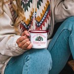 Personalized Out of Breath Hiking Society Raccoon 12 oz Enamel Mug with Name Hiking Outdoor Activity Gift for Nature Lover Adventure