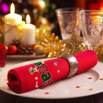 Servilleta roja personalizada de 100 % algodón con inicial de Papá Noel decoración de mesa regalo de Navidad para familia y amigos