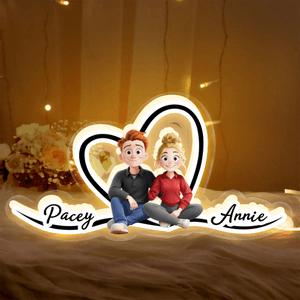 Personalizzato 3D stile Cartoon Character Acrilico LED Luce notturna con nome Home Decor Regalo di San Valentino per la coppia