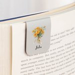 Gepersonaliseerde Geboortebloemen Boeket Multicolor Magnetische PU-leer Bladwijzerclip met Naam Verjaardags Cadeau voor Boekenliefhebbers