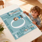 Personalized Word Cloud Cartoon Character Rectangle Placemat with Name and Initial Kitchen Dining Decor Daily Use Birthday Gift for Kids Family