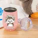 Personalisierte niedlichen Kranz Tiermuster 10 oz thermisch isoliert Sippy Cup mit Namen und Griff Baby Dusche Geburtstag Geschenk für Kinder