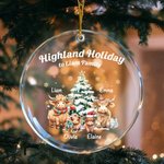 Personalized Cute 1-3 Children Highland Cow Acrylic Ornament with Text Home Tree Decor Christmas Gift for Highland Cow Lovers Family